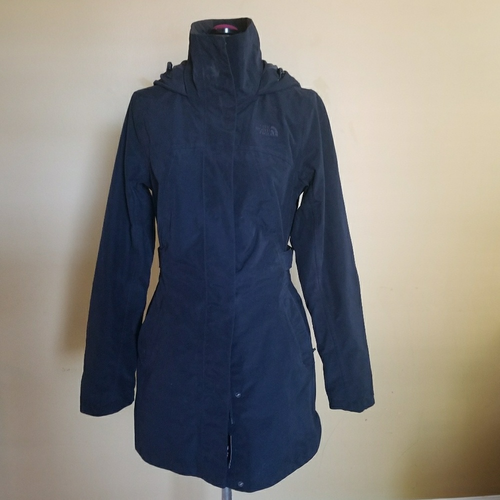 North Face mid-thigh water proof trench coat